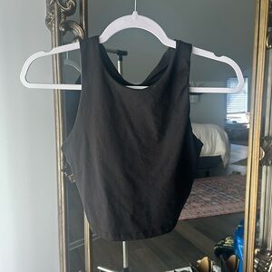 Women’s Black Cropped Halter Work Out Top